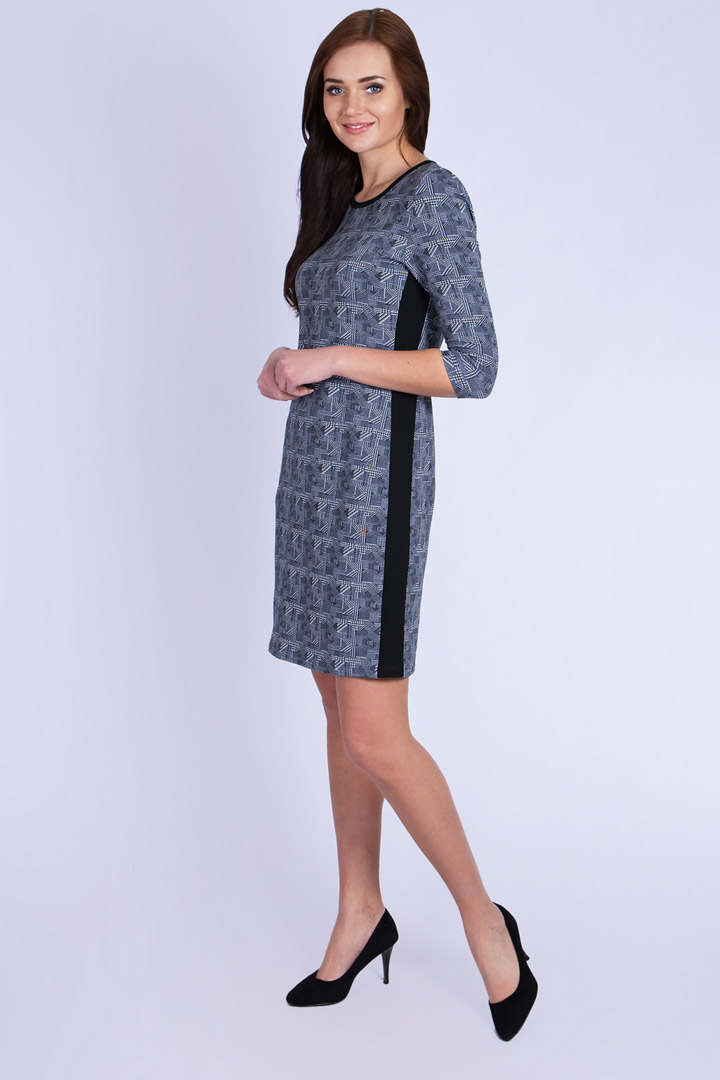 Фото товара 17332, повседневное платье с  графичным рисунком